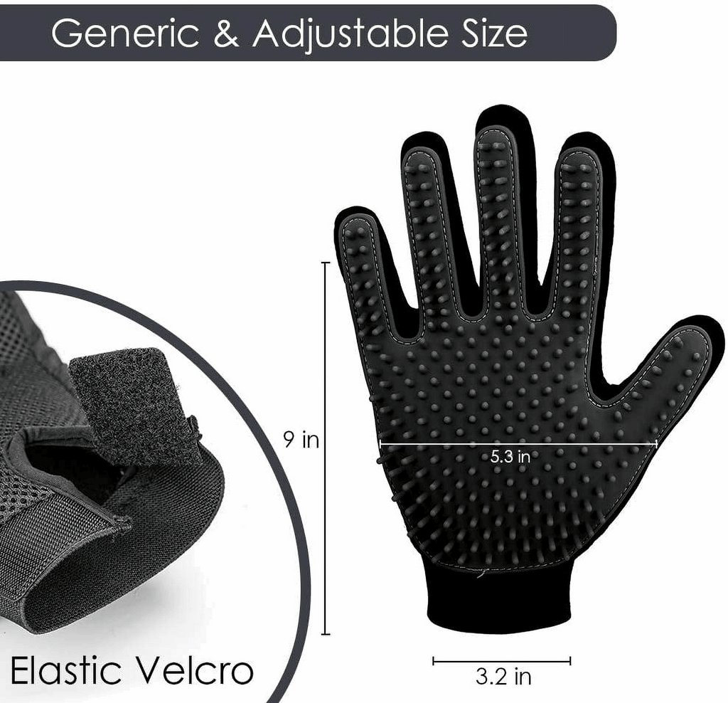 Upgrade Pet Grooming Gloves for Dogs, Cats, Rabbits & Horses with Long and Short Hair, Pets Hair Remover Mittens - 1 Pair