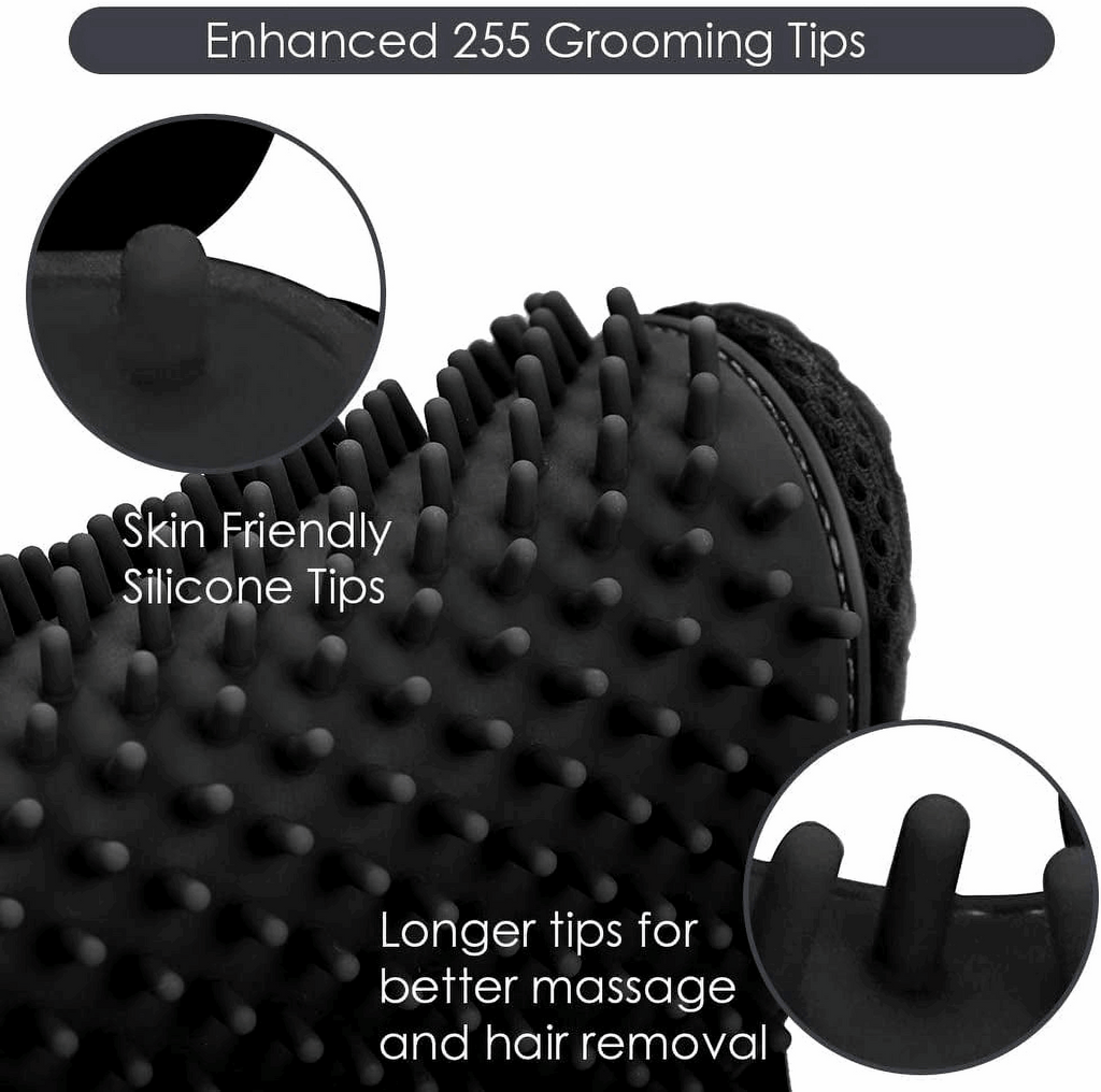 Upgrade Pet Grooming Gloves for Dogs, Cats, Rabbits & Horses with Long and Short Hair, Pets Hair Remover Mittens - 1 Pair